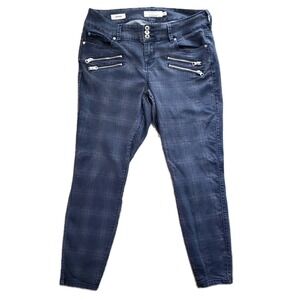 TORRID Jeggings Multi-Zip Plaid‎ Moto Size 16R Denim Blue Stretch Plus Emo Punk